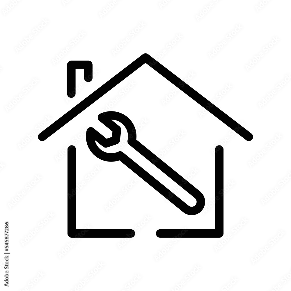 House line icon illustration with wrench. suitable for home improvement icon. icon related to real estate. Simple vector design editable. Pixel perfect at 32 x 32 House line icon illustration with wrench. suitable for home improvement icon. icon related to real estate. Simple vector design editable. Pixel perfect at 32 x 32