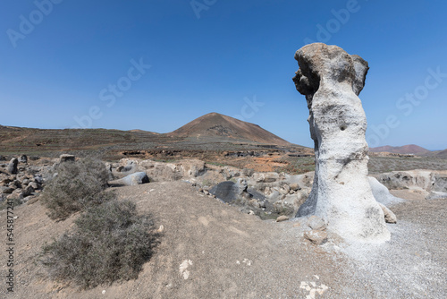 Spain, Canary Islands, Stratified City rock formation on Lanzarote island photo