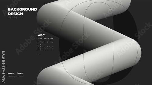 Abstract web page, homepage, landing page concept. Strict and discreet background. Type and 3D shapes.