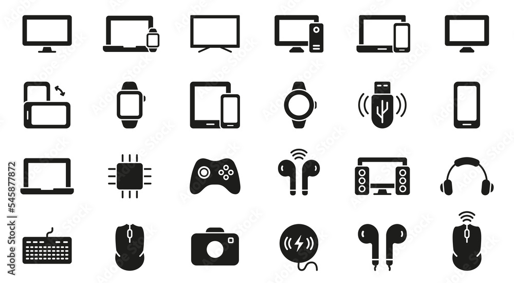 PC, Computer, Monitor, Smartphone, Camera, Keyboard, Headphone