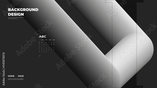 Abstract web page, homepage, landing page concept. Strict and discreet background. Type and 3D shapes.