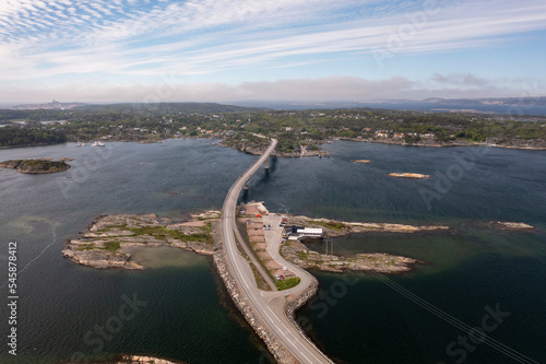 Sweden,VastraGotalandCounty, Marstrand, Aerial view of Instobron bridge photo