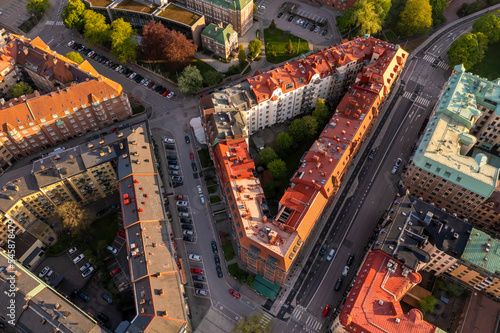 Sweden, Vastra Gotaland County, Gothenburg, Aerial view of crossroad on Kungsportsavenyen boulevard photo