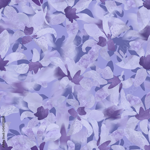 Floral seamless pattern with blur effect. Modern background with painted flowers.