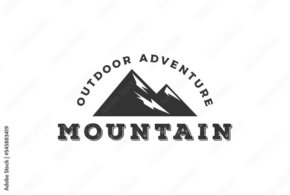 Black Rocky Mountain Silhouette for Outdoor Adventure Logo
