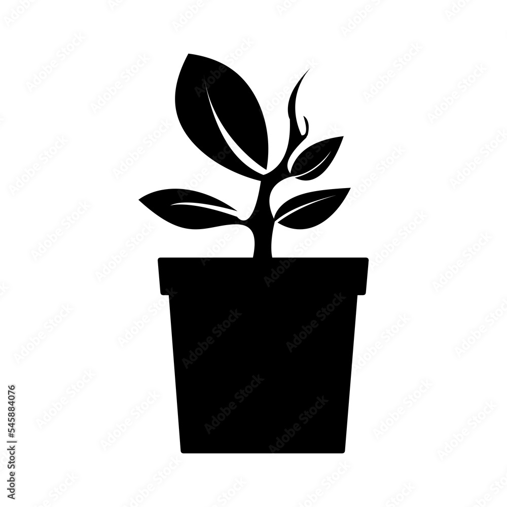 black plant pot icon isolate. black plant pot icon isolate.