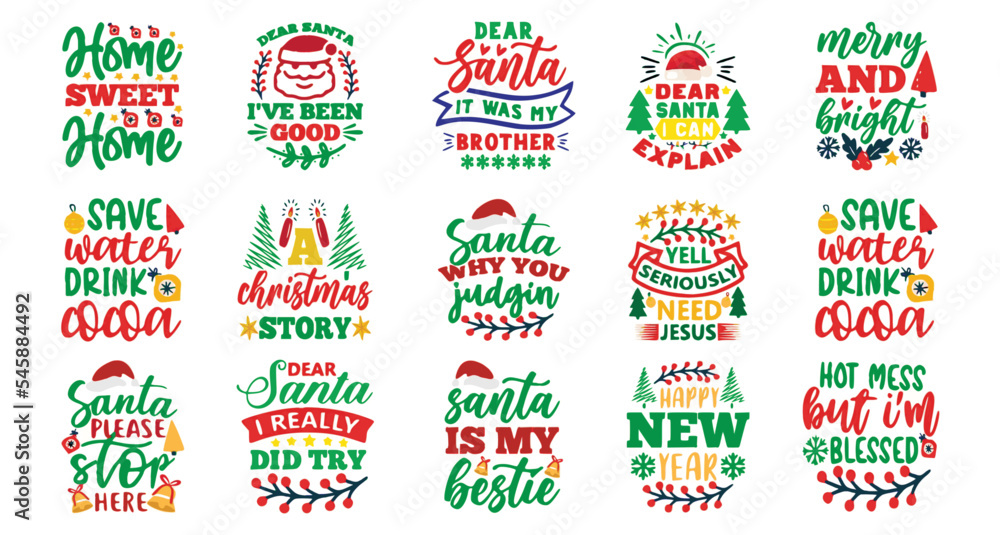 set of labels, Christmas, 