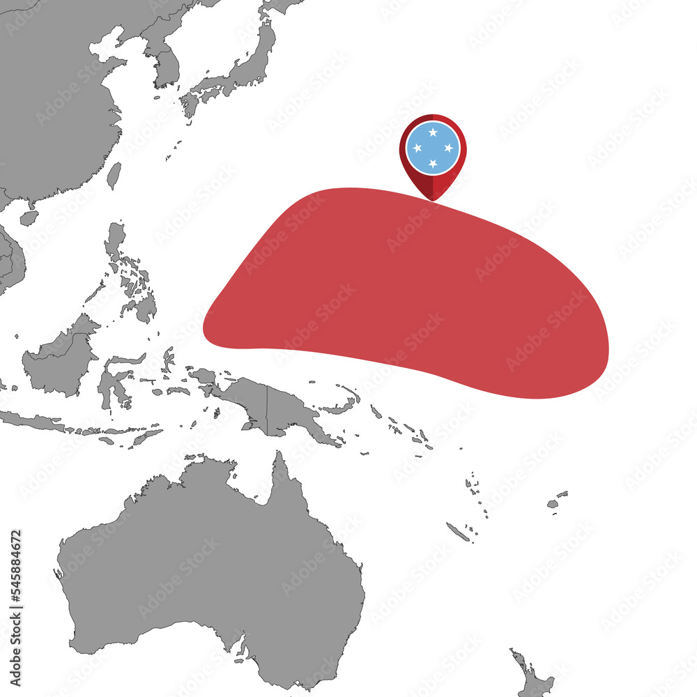 Pin map with Micronesia flag on world map. Vector illustration. Stock ...