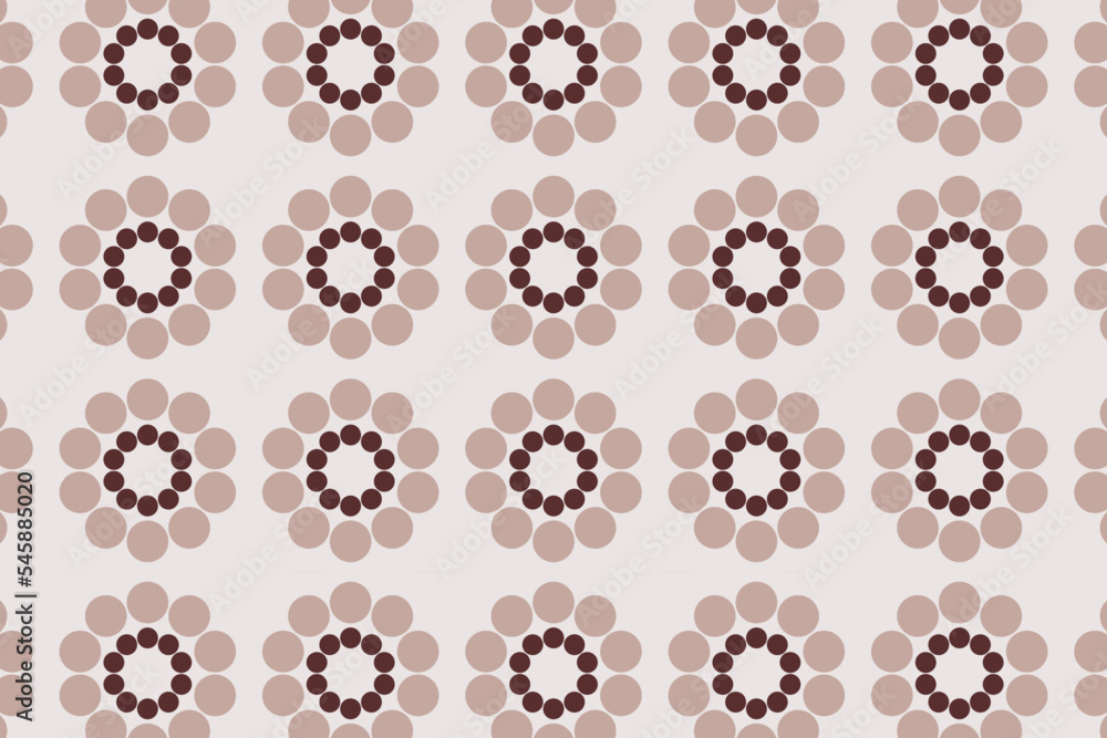 Essential floral vector pattern in beige tones with flowers arranged in a row. 