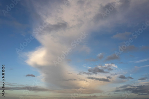 Beautiful blue cloudy sky. Nature background for design purpose.