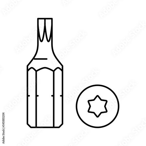 torx drive screwdriver bit line icon vector illustration
