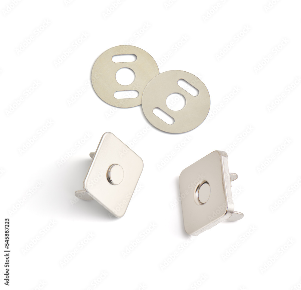 Details of a square magnetic snap with washers Details of a square magnetic snap with washers