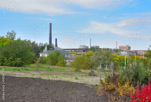 Urban industrial landscape on an autumn day