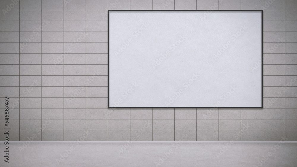 Blank commercial sign on the subway station wall Blank commercial sign on the subway station wall