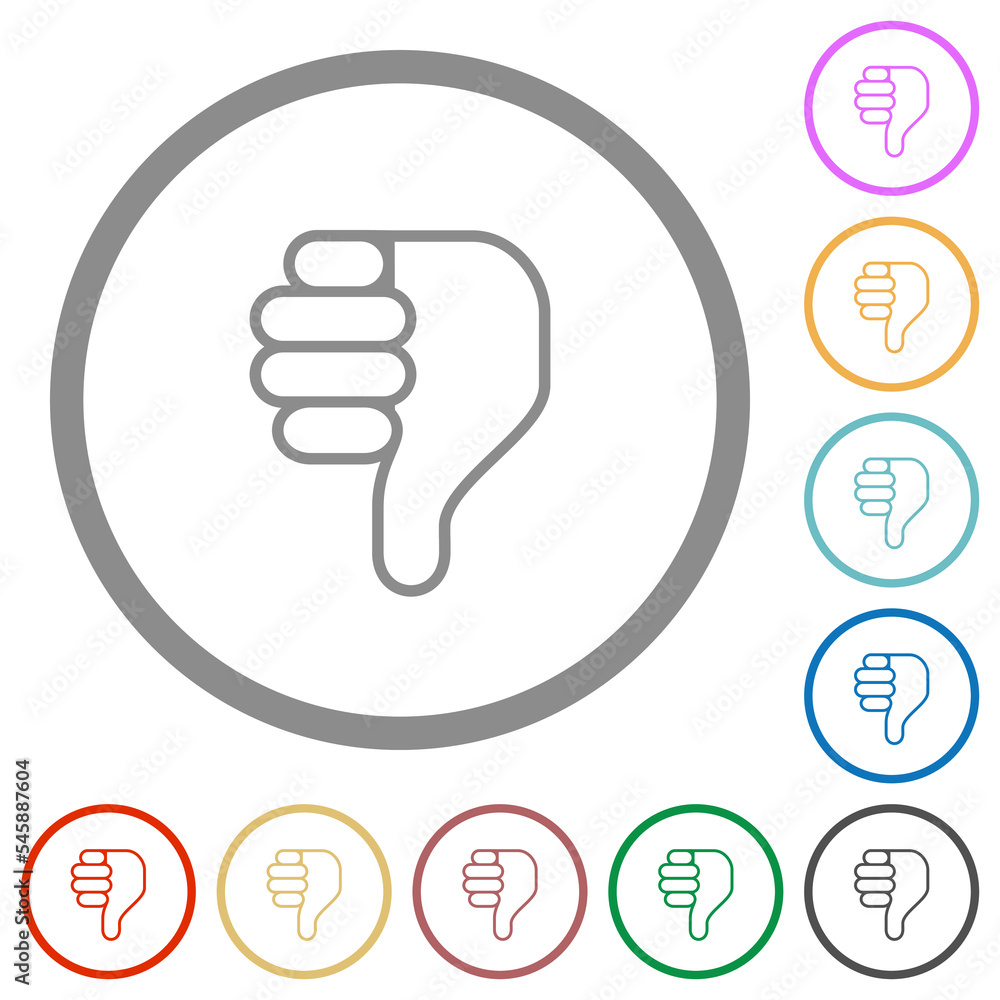 Right handed thumbs down outline flat icons with outlines Right handed thumbs down outline flat icons with outlines
