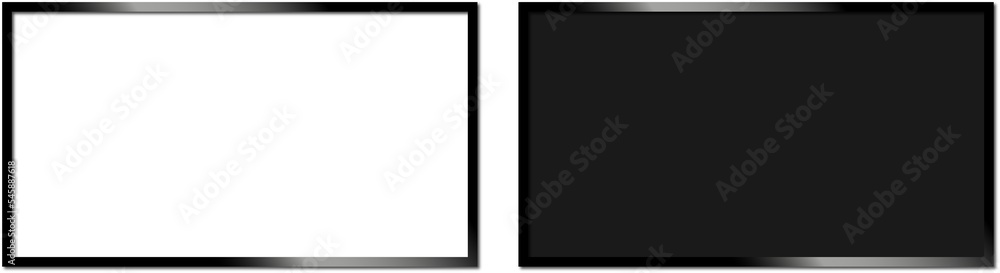 Modern TV set on a transparent background. Vector realistic tv template. Modern TV monitor. PNG image - obrazy, fototapety, plakaty 