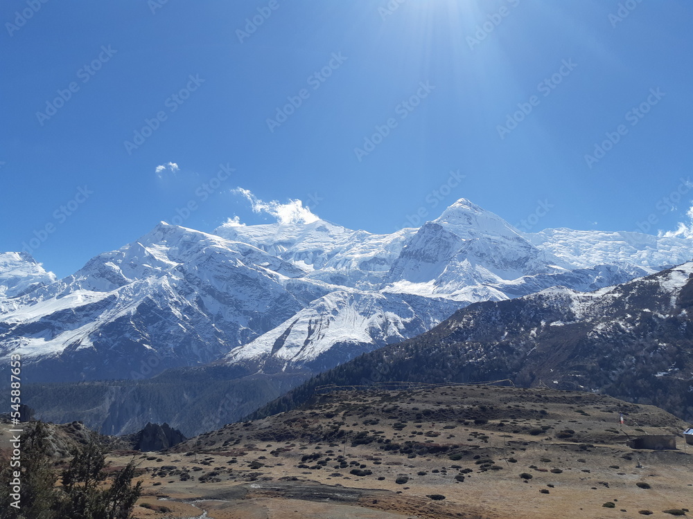 Annapurna snow covered mountains