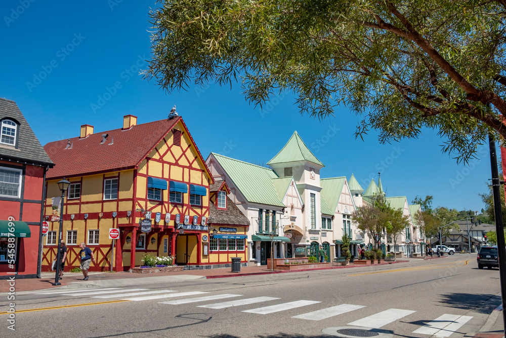 Old Main Street In Solvang Historic Downtown, Santa Ynez Valley In ...