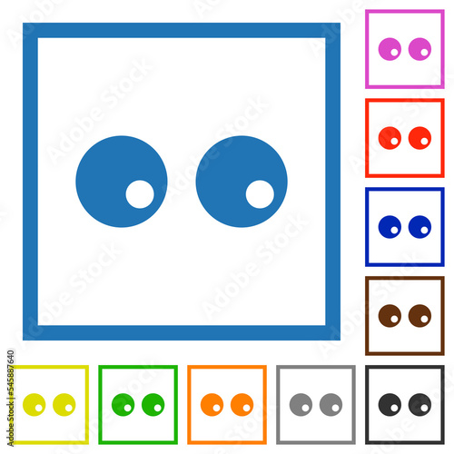 Watching eyes solid flat framed icons