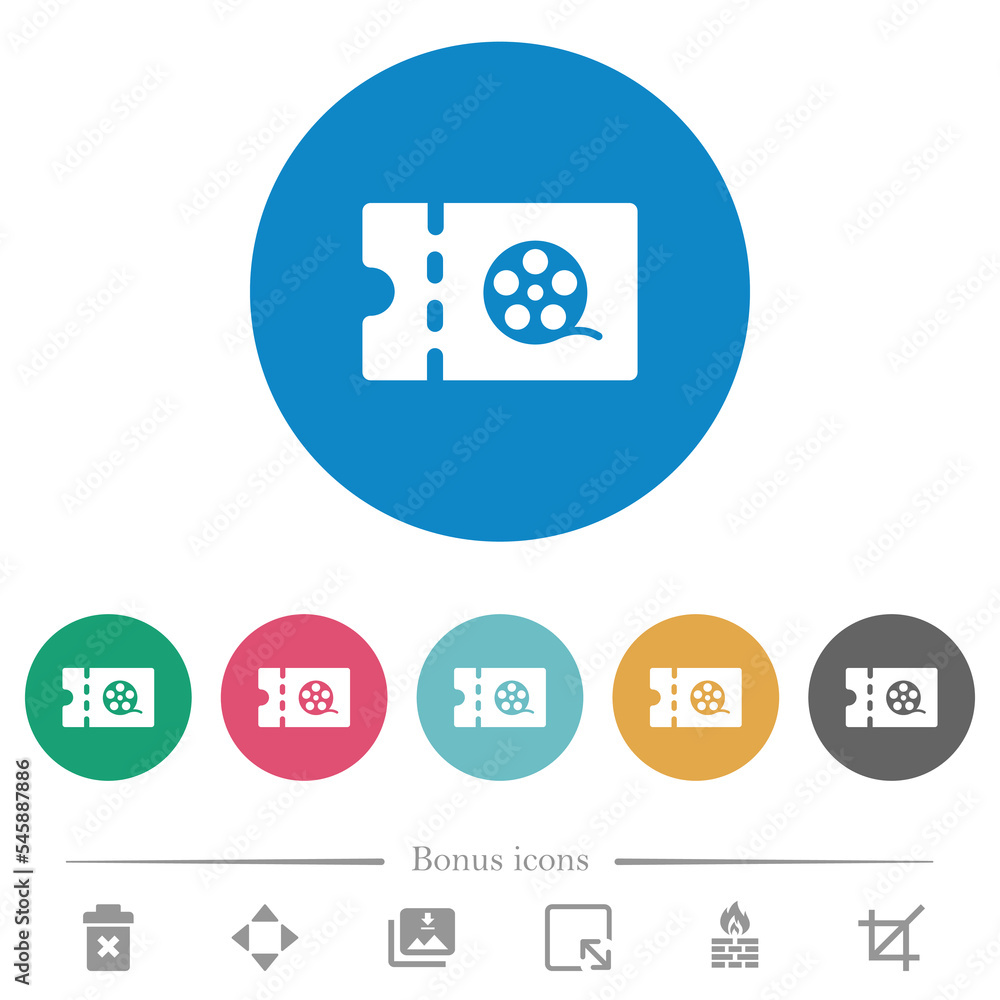 Movie discount coupon flat round icons Movie discount coupon flat round icons