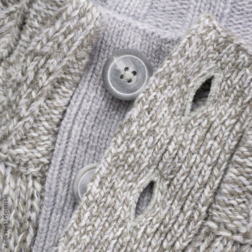 Neck of wool grey knitted button sweater
