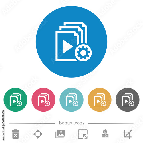 Playlist settings flat round icons