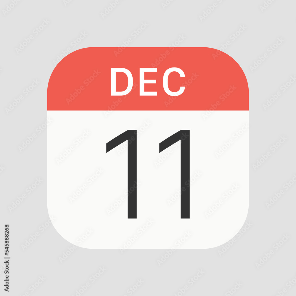 11 December icon isolated on background. Calendar symbol modern, simple, vector, icon for website design, mobile app, ui. Vector Illustration 11 December icon isolated on background. Calendar symbol modern, simple, vector, icon for website design, mobile app, ui. Vector Illustration