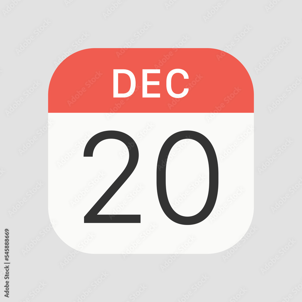 20 December icon isolated on background. Calendar symbol modern, simple, vector, icon for website design, mobile app, ui. Vector Illustration 20 December icon isolated on background. Calendar symbol modern, simple, vector, icon for website design, mobile app, ui. Vector Illustration