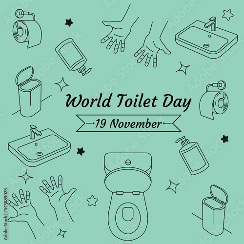World Toilet Day 19 November illustration doodle on isolated background vector