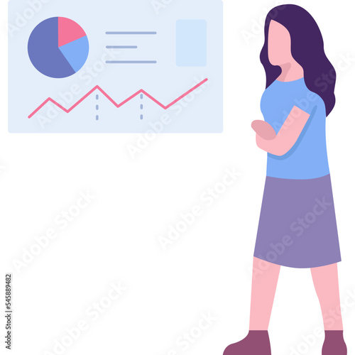 Vector IT office female worker icon isolated