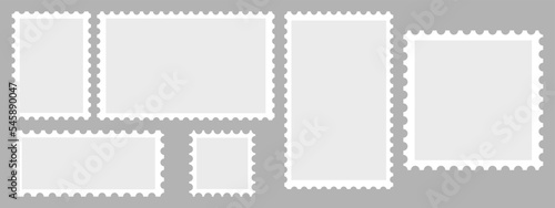 Postage stamp set. Realistic post stamps set. Postage Stamps in flat design. Blank Postage Stamps on isolated background. Vector EPS 10
