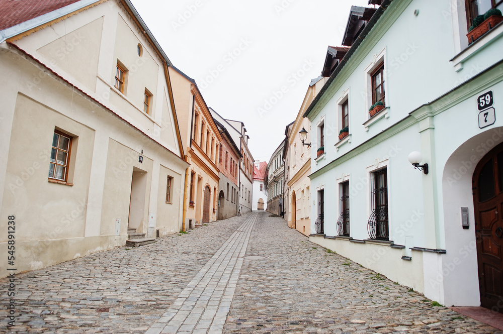 Street of city Znojmo in the South Moravian region in the Czech Republic.