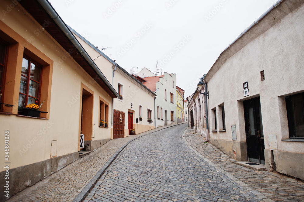 Street of city Znojmo in the South Moravian region in the Czech Republic.