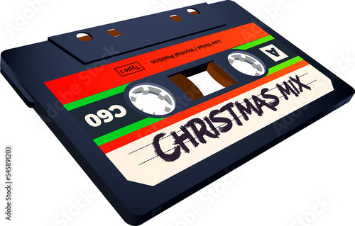 Christmas holiday mix cassette in retro style