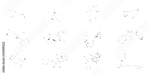 zodiac constellations vector background set