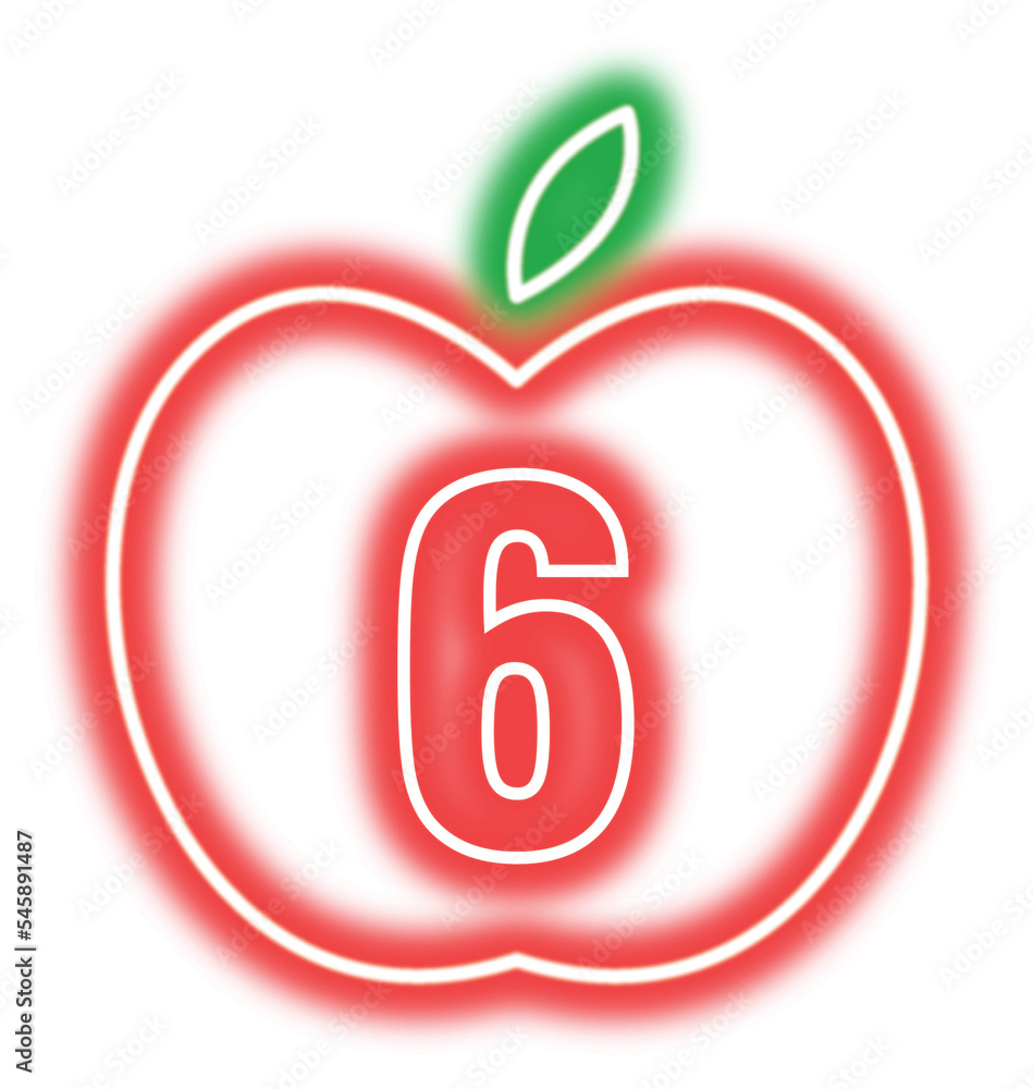 Fototapeta premium Apple Neon Number 6