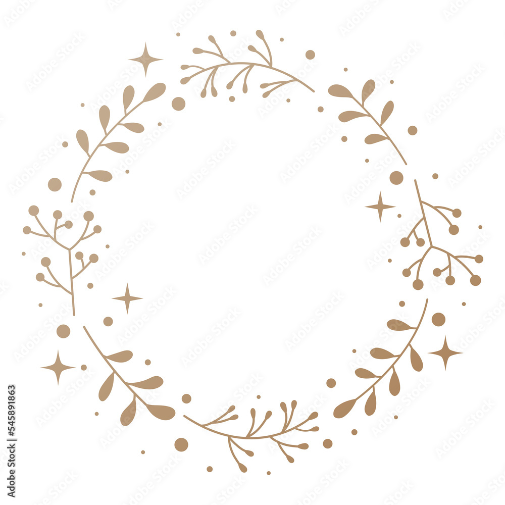 Gradient gold Christmas circle wreath deocration with sparkle star  elements