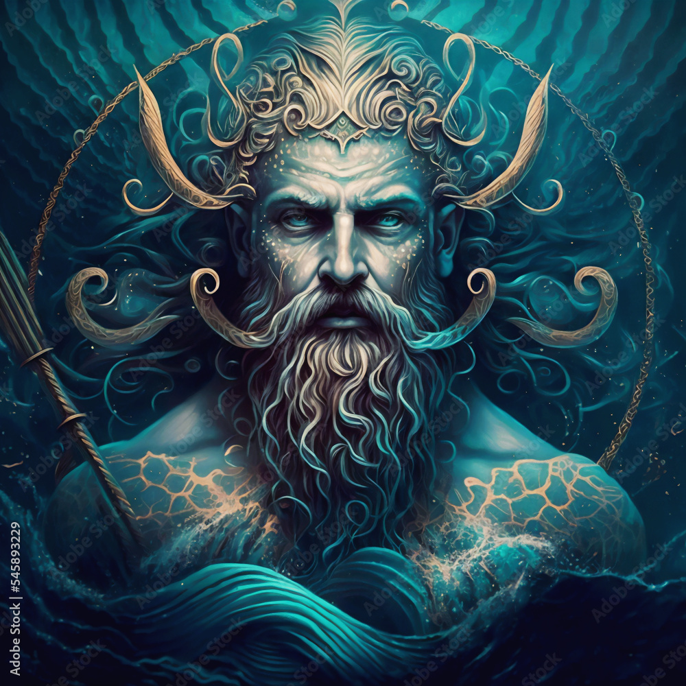 Poseidon Greek God Of The Ocean Neptune Roman Ilustra o Do Stock 