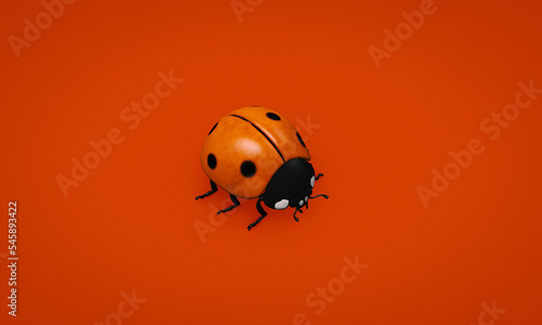 Ladybug 3D Render so Cute on red background