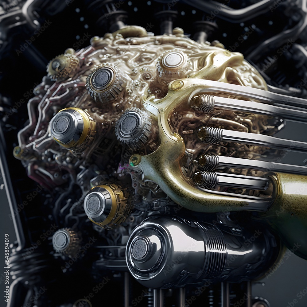 Human brain with neuralink augmentation. Neural networks and artificial ...