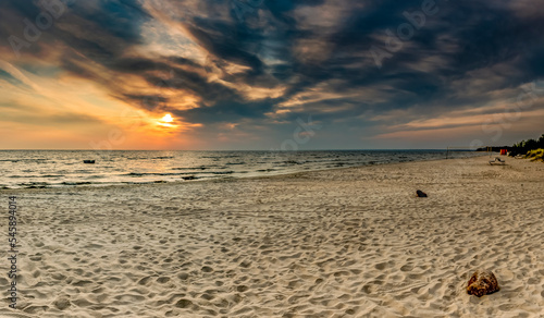 Fototapeta Naklejka Na Ścianę i Meble -  Sandy beach of the Baltic Sea at the early morning