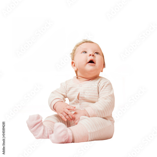 baby sitting isolated on white background,Infant child baby toddler 
