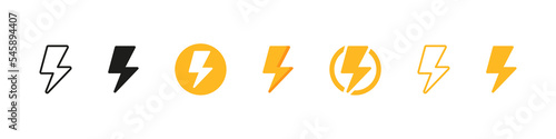 Thunder flash icon. Bolt vector set. Lightening logo isolated on white background. Electrical energy sign. Thunderbolt ison set. photo