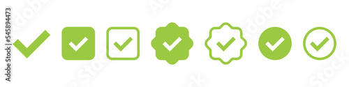 Checkmark icon. Green check mark vector set. Checked checkbox sign. Approved symbol. Isolated v checkmark icon. photo