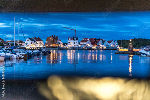 Marina at night  Ris  r  Norway