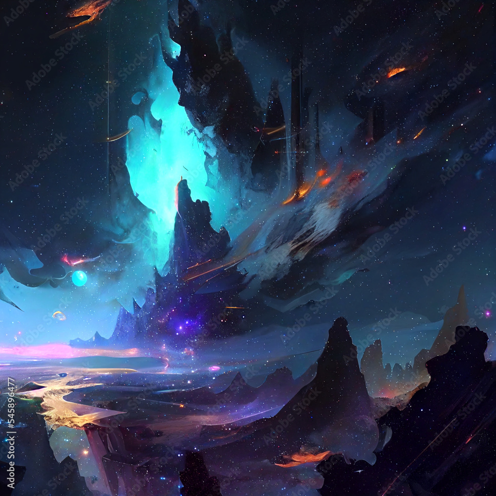 Obraz premium landscape with stars digital art