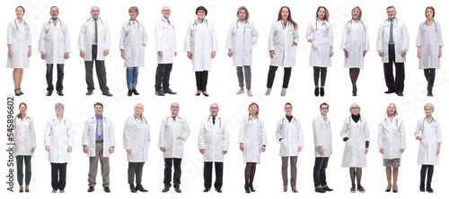 group of doctors in full length isolated on white