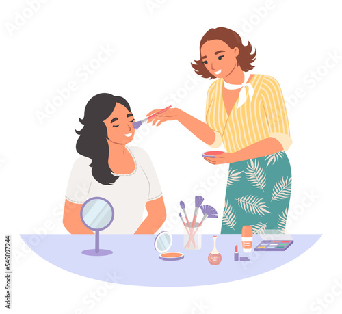 Makeup salon with artist stylist and client vector