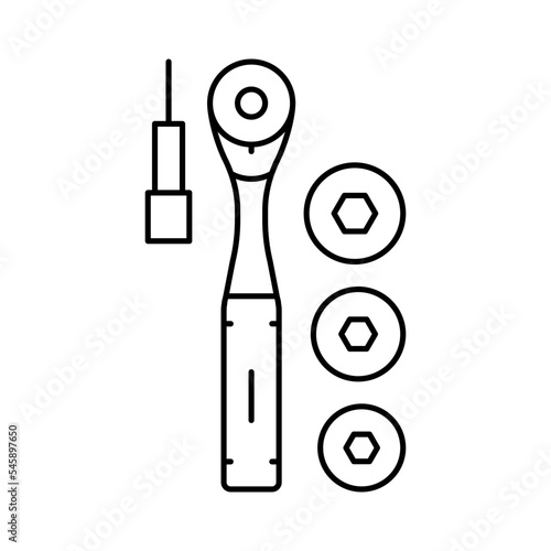 socket wrench tool line icon vector illustration