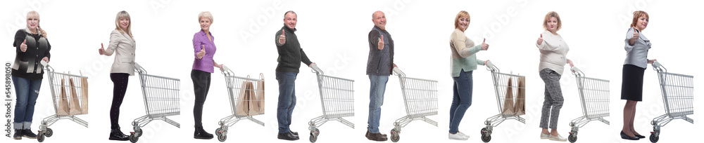 a group of people in profile with a basket showing thumbs up a group of people in profile with a basket showing thumbs up